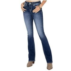 DENIM COUTURE Mid Rise Bootcut Jeans Embellished Rhinestone Pocket Size 13 NWT